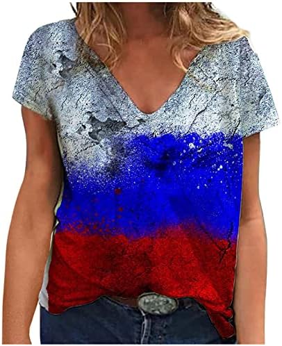 4. jula Košulja Ženska američka zastava T-majice Kratki rukav Crewneck vrhovi Ljetna povremena tunika Labavi