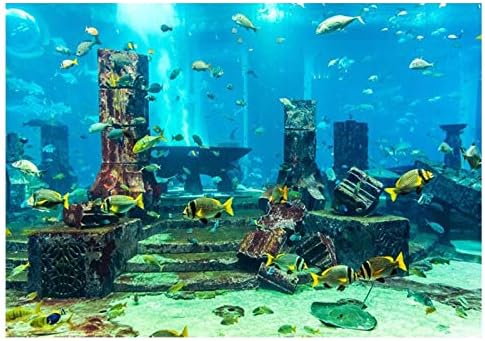 Gloglow Aquarium poster, podvodni City ruševa pozadina naljepnica zadebljala PVC ljepilo Statički Cling