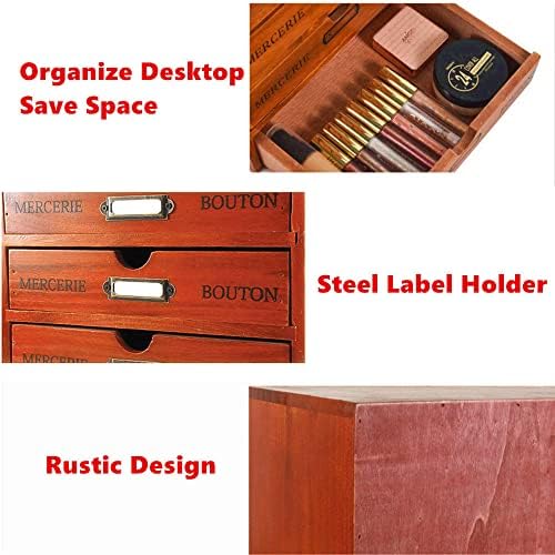 N / C Drvena kutija za odlaganje rustikalni stoni organizator sa fiokama/etiketama 4-slojni kancelarijski
