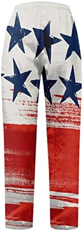 Muški casual posteljine pantalone Američka nezavisnost 3. tiskani labavi fit elastični struk za crtanje