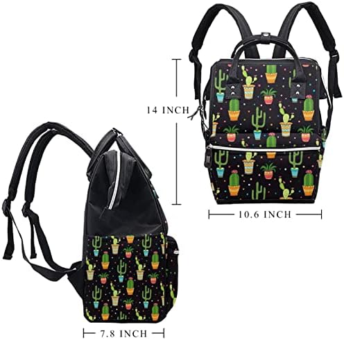 Guerotkr putni ruksak, ruksak za torbu pelena, ruksak pelena, bešavne zelene biljke crni uzorak