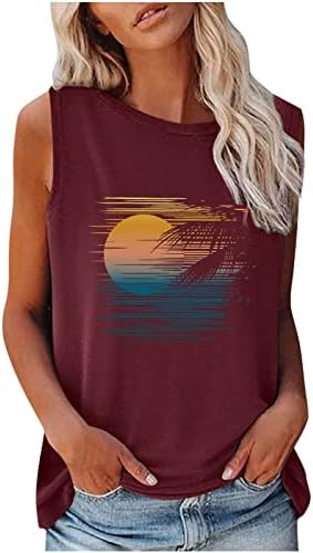 Retro Tank top za žene palmine stabla Sunset Beach Surf Art Cisterne vrpce Ljetna casual labava fit prsluk