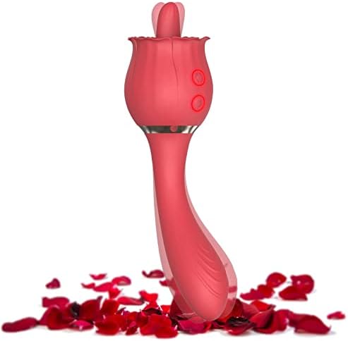 Vibrator ruže za žene, bradavice Clitoris Stimulator, sa 10 načina i 20 moćnih vibracija, g spoznaje klitorika vibratora dildo seks igračka 2 u 1, jezikom lizanje guranja g spot dildo vibrator