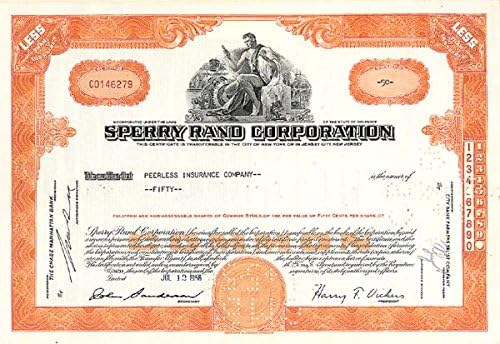 Sperry Rand Corporation-Stock Certifikat