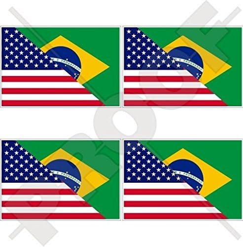 SAD Sjedinjene Američke Države i Brazil American-Brazilska zastava 2 Vinyl Bumper-kaciga, naljepnice X4