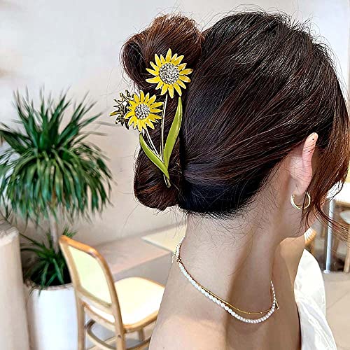 Kopče za kosu kandža za žene 2kom suncokretove velike neklizajuće jake metalne leptir kopče za kosu svjetlucave