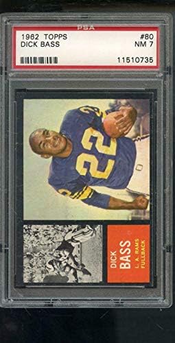 1962 TOPPS 80 Dick bass Los Angeles Rams NM PSA 7 Fudbalske kartice NFL - Neincigned Fudbalske karte