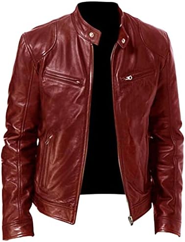Muška jakna od umjetne kože od umjetne motociklističke jakne Vintage Motocikl Overywer Retro stalak ovratnik