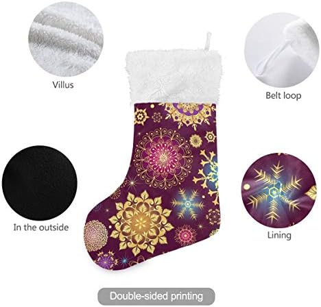 Alaza Božićne čarape Ljubičaste snježne pahulje Klasično Personalizirano Veliki ukrasi za skladištenje za