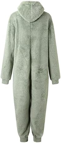 Ženska Umjetna vuna Dugi rukav pidžama Casual jednobojni Patentni zatvarač labavi kombinezon s kapuljačom