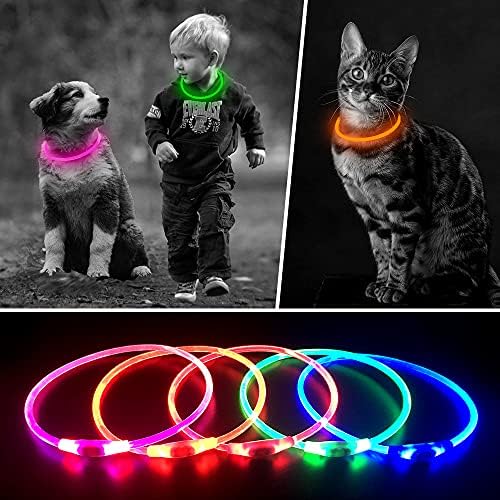 VizBrite LED ovratnik za pse, USB punjivi osvjetljenje ogrlica za pse, sjajni sigurnosni ogrlice za pse