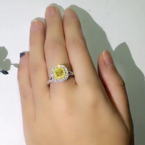 Patcharapa nakit 3ct kvadratni rez ženski Žuti angažman AAA CZ 925 Srebrni vjenčani prsten veličina 4-10