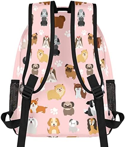 Pasfack za djevojke, slatke pse šape ružičasti laptop ruksak vodootporan školski školski školski torba za