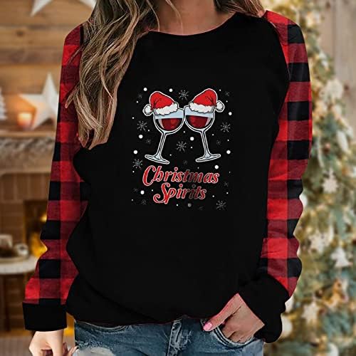 Ženska božićna tunika moda 2023 Novogodišnji poklopac s dugim rukavima džempere na plastiku vinske naočale