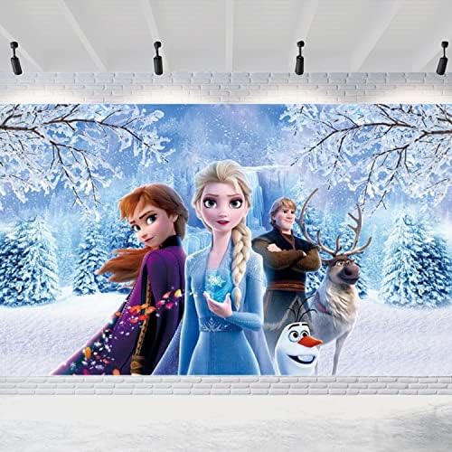 Sretan rođendan pozadina za djevojčice 5x3ft zima Elsa princeza fotografija pozadina potrepštine za zabavu