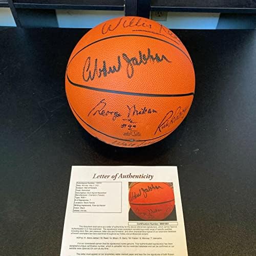 Kareem Abdul-Jabbar George Mikan NBA HOF Greats potpisan košarka sa JSA COA - AUTOGREME KOŠARICE