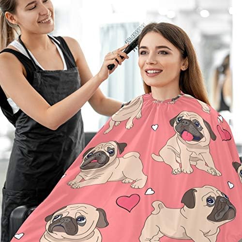 visesunny Barber Cape Bulldog crveno srce poliester salon za šišanje Cape pregača Anti-statička frizura