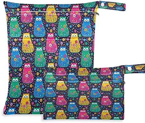 Zzxxb colorful cat cvjetna vodootporna torba za krpu za višekratnu upotrebu pelene kopriva s džepom sa patentnim