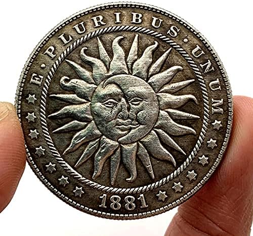 1881. Lutajući novčić za sunčanje Moon omiljeni novčići za kovani novčić Srebrni pozlaćeni bitcoin Aita
