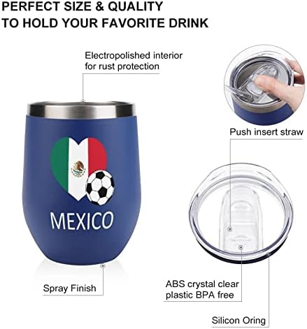 Love Mexico Soccer Tumbler Cup Vakuum izolirana čaša od nehrđajućeg čelika kava putni pečenje 12 oz s poklopcem