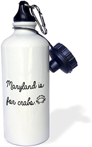 3drose Maryland je za rakove. Flip slamna boca vode, 21 oz, bijela