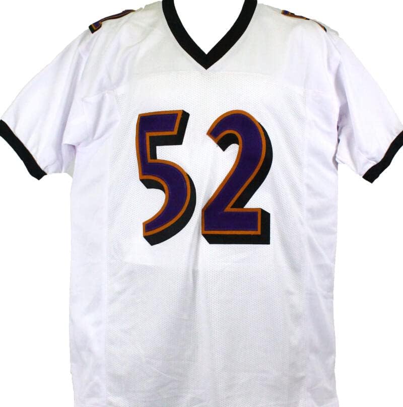 Ray Lewis Autographing White Pro Style Stat Jersey-Beckett w hologram srebro
