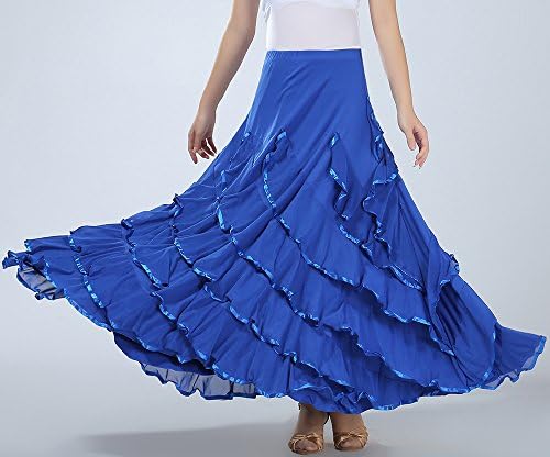 Whitewed Long Circle Knit Flamenco Ballroom Latinska plesna suknja Kostim jeftino