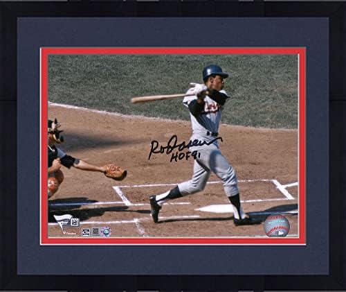 Uokvirena šipka Carews Minnesota Twins Autographirana 8 '' x 10 '' horizontalna ljuljačka fotografija sa Hof 91 natpisom - autogramenim MLB fotografijama