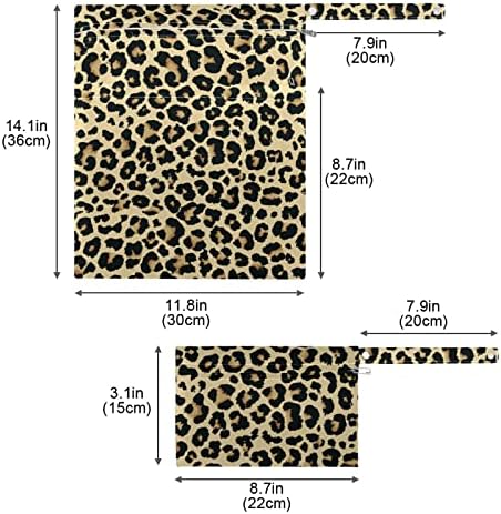 ZZXXB Retro Leopard Print Vodootporna vlažna torba za višekratna krpa za ponovnu košulju s džepom sa patentnim