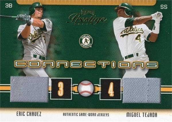 Eric Chavez & Miguel Tejada Igrač za patch Baseball Card 2003 Playoff Prestige Connections C46 LE 375/400