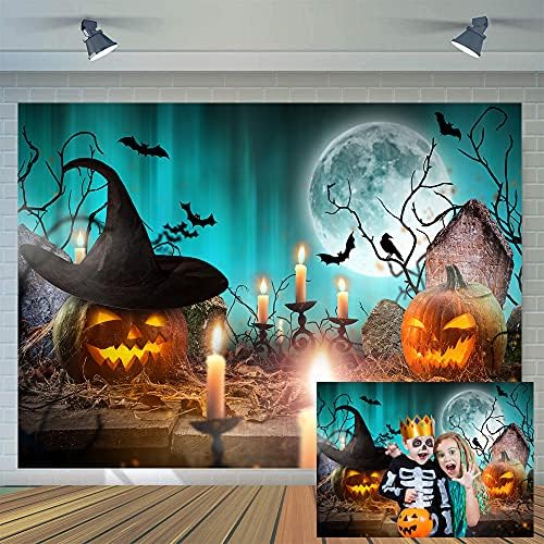 CYLYH 7x5ft Halloween Pozadina horor Mjesečeva Noć strašno groblje bundeva fenjer pozadina za djecu odrasla