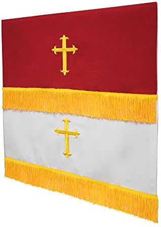 GraduatePro Set od 3 reverzibilna Paramentna garnitura crveno bijela sa izvezenim zlatnim latinskim krstom
