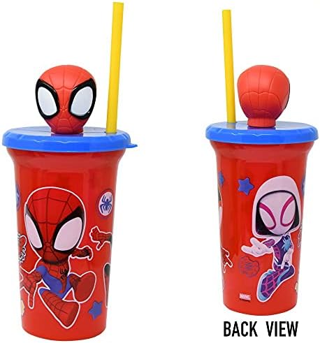Marvel Spiderman i Friends 15oz Cup set za djecu, dječake ~ Bundle Spiderman push punjenja sa slamom, tetovažama