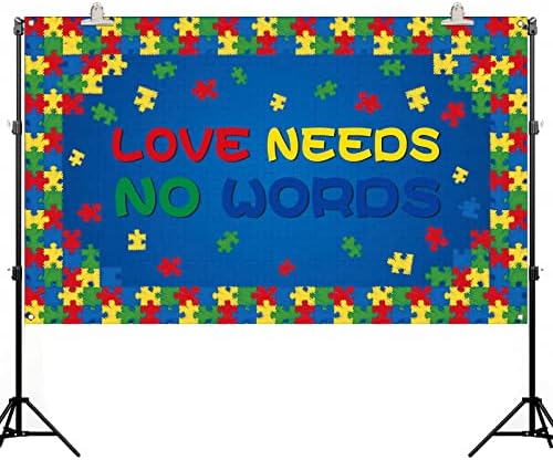 Ljubav Ne Treba Riječi Pozadina Banner Autizam Svijest Puzzle Komad Aprila Fotografija Pozadina Zid Viseći