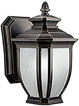 Kichler Salisbury 19.5 1 Svjetlo vanjsko zidno svjetlo sa bijelim lanenim staklom u Trljanoj bronzi