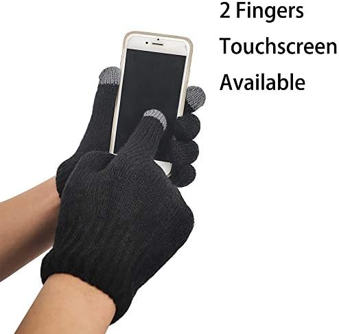 LETHMIK Kids Touchscreen pletene rukavice, zimske čvrste crne rukavice za djecu sa toplim debelim flisom