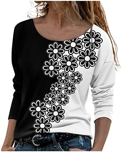 NOKMOPO jesenske košulje za žene Ženski Casual modni Print Dugi rukav o-izrez udoban pulover Top