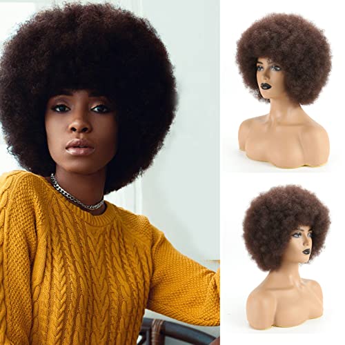 Puffy Afro perika za crne žene, Svijetlosmeđe Afro perike 70-ih velika Poskočna i meka kosa prirodnog izgleda,