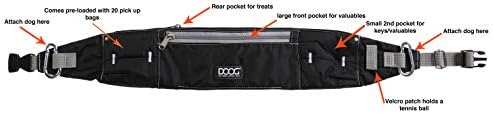 DOOG-Walkie pojas, Luna-roze/sive kapljice udoban Fit podesivi pojas za hodanje pasa - veliki džepovi sa patentnim zatvaračem telefon, ključevi, lična karta, kreditna kartica lako se čisti izdržljivo platno