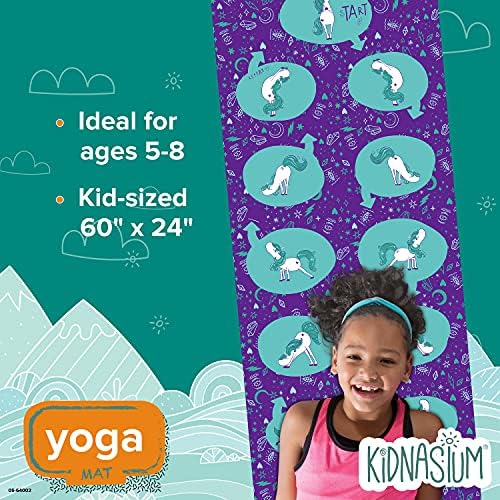 Kidnasium Kids prostirka za jogu - 60 x 24 prostirka za jogu za decu orijentisanu prostirku za jogu debljine 3 mm, prostirke za vežbanje Fun Prints, idealne za bebe, malu decu i decu - osetljive na netoksičan lateks