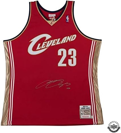 LeBron James Autographing 2003-04 Cleveland Cavaliers Wine Autentični Mitchell & Ness Jersey - Gornja paluba