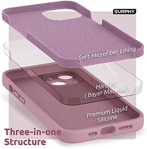 Surphy tanka futrola i silikonska futrola kompatibilna sa iPhoneom 13 futrolom crna + lila ljubičasta