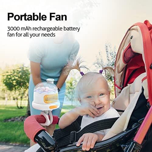 Ventilator za kolica bez oštrica za bebe, USB punjivi ventilator sa noćnim svetlom, mini ventilator za kolica