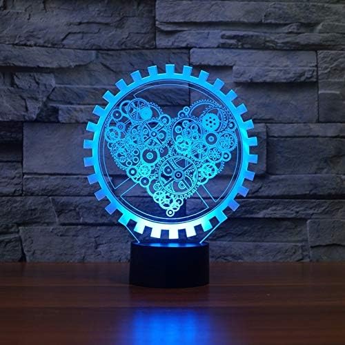 Dekorativna svjetla Zhenku Gear Oblik srca 3D Šarene LED vid lagane lampice, USB i verzija baterije
