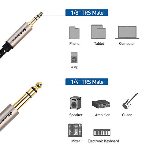 Kablovska pitanja Premium pleteni 3.5 mm do 1/4 inča Audio kabl 6 ft
