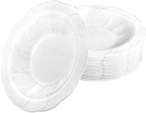 Lillian Stoloviti za bijele ruffle okrugle plastične posude - 14 oz | Pearl | 20 kom, 14 oz