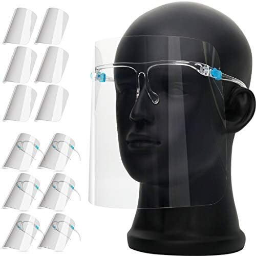 Stigic Graphix Shields postavljen sa 12 zamjenjivih štitnika za zaštitu od maglica i 6 naočala za višekratnu upotrebu za muškarca i žene za zaštitu očiju i lica