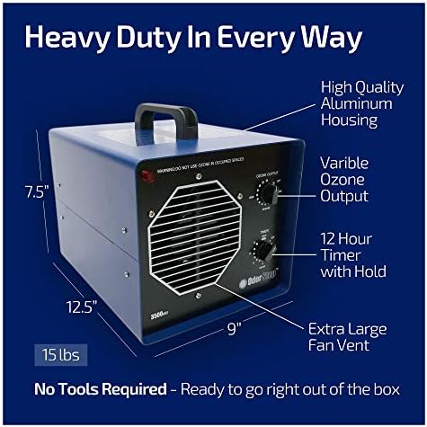 Odorstop OS2500UV2 Profesionalni ozonski ozonski generator / UV pročišćivač zraka za područja od 2500 četvornih metara +, za dezodoriranje i pročišćavanje srednjih zauzetih prostora kao što su garaže i podrumi