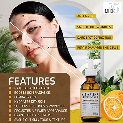 Medix vitamin C Njega kože za lice za lice i tijelo, anti starenje serum vitamina C lica + vitamin C krem