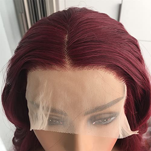 Aisom 99j Burgundy Lace Front Wigs For Black Women Pre Plucked Body Wave Remy Red Hair Wigs Lace Frontal